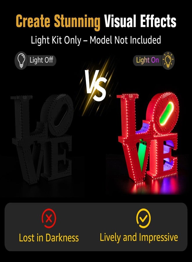 BrickSoul Light Up Kit Compatible with Lego Art Love 31214 Building Set | Upgrade Design Lighting Accessories | Cable-Hiding Tech for Display, Gift Ideas for Valentine's Day (31214 Set NOT Included) - Image 3